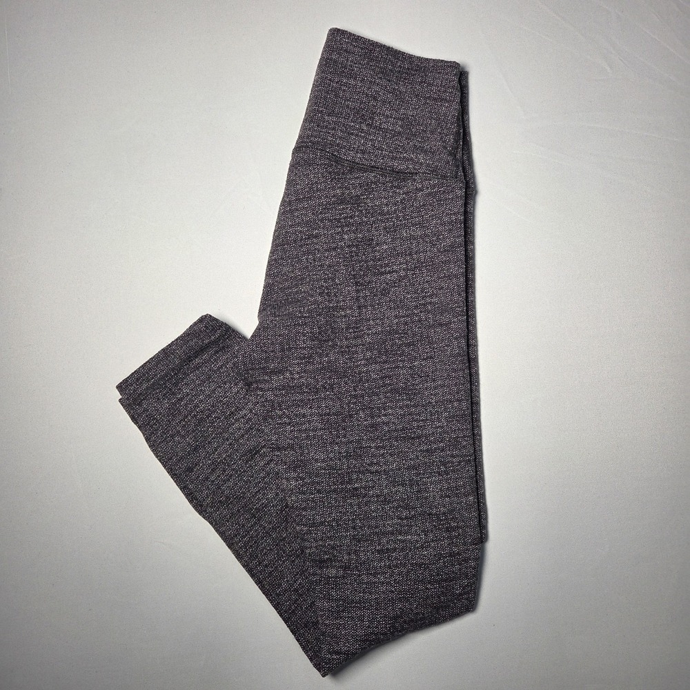 LULULEMON Wunder Under Heather Grey Variegated Knit Leggings Size 4 - Picture 2 of 13